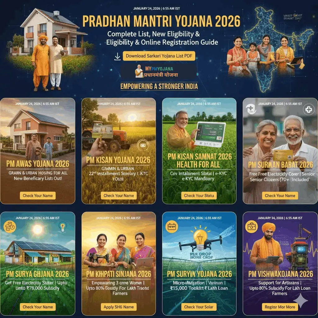 Pradhan Mantri Yojana list 2026: Complete List, New Eligibility & Online Registration Guide