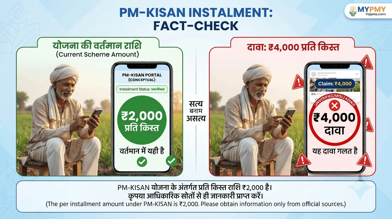 PM Kisan में ₹2,000 किस्त और ₹4,000 के वायरल दावे की तुलना