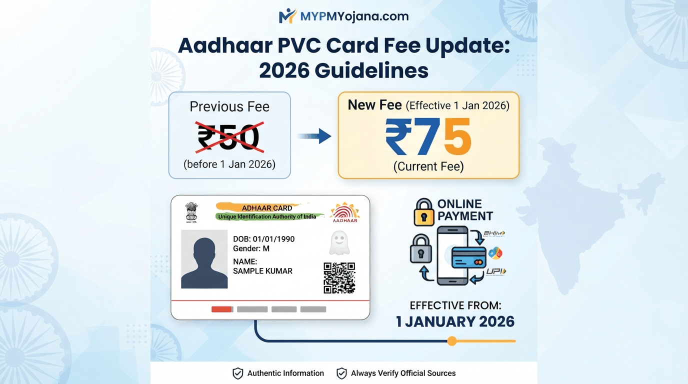 2026 में Aadhaar PVC Card की ₹75 current fee