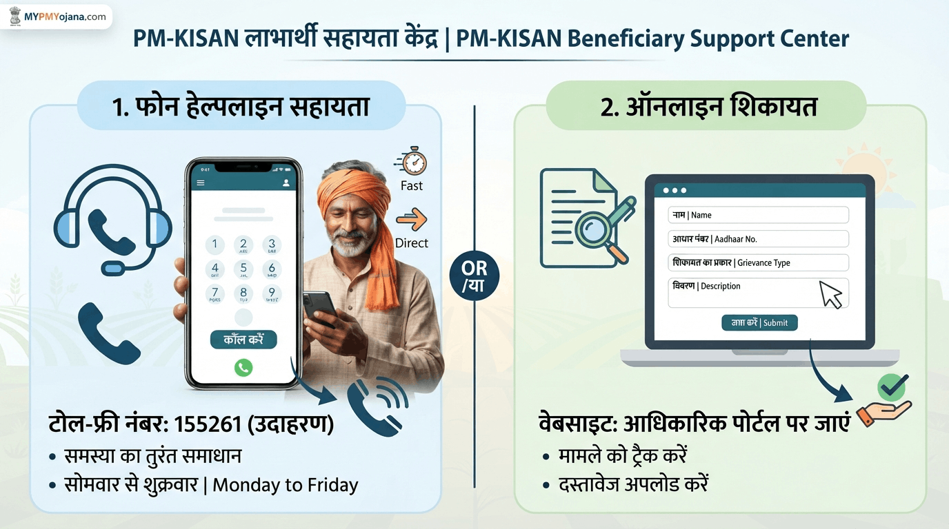 PM Kisan helpline और online grievance से सहायता लेने का तरीका