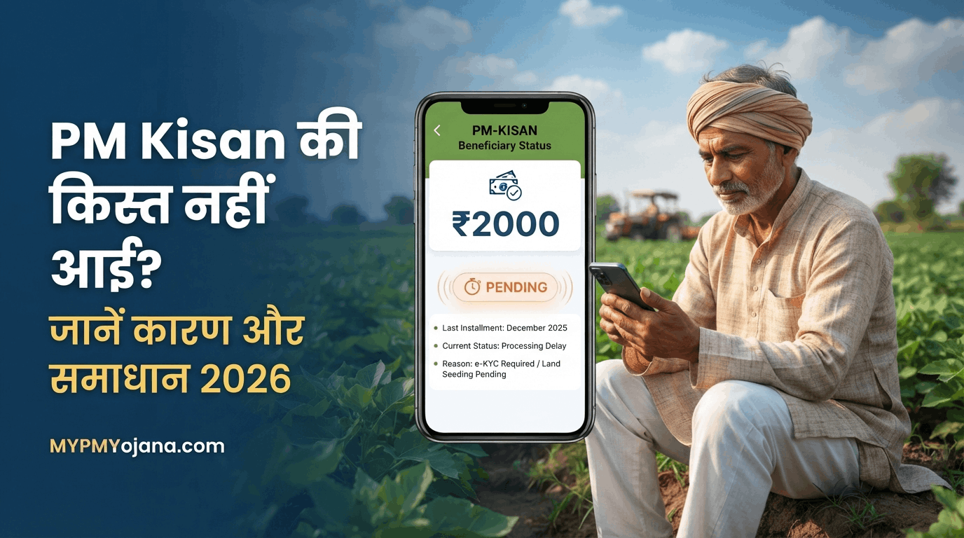 PM Kisan की किस्त नहीं आने पर मोबाइल में payment status देखते किसान